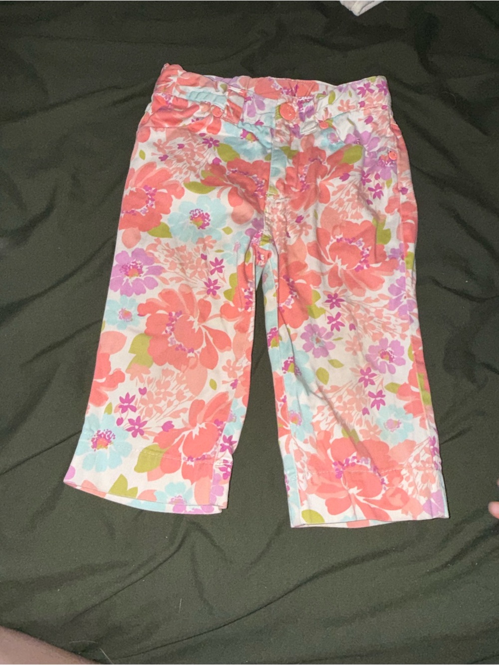 Girls Floral Capri Pants - Coral Pink